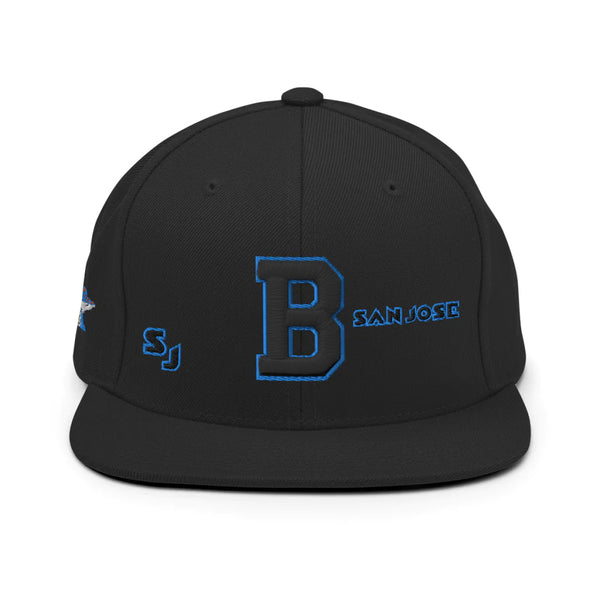 Breezy Excursion | Black/Teal Letterman B SJ Shark Snapback Hat