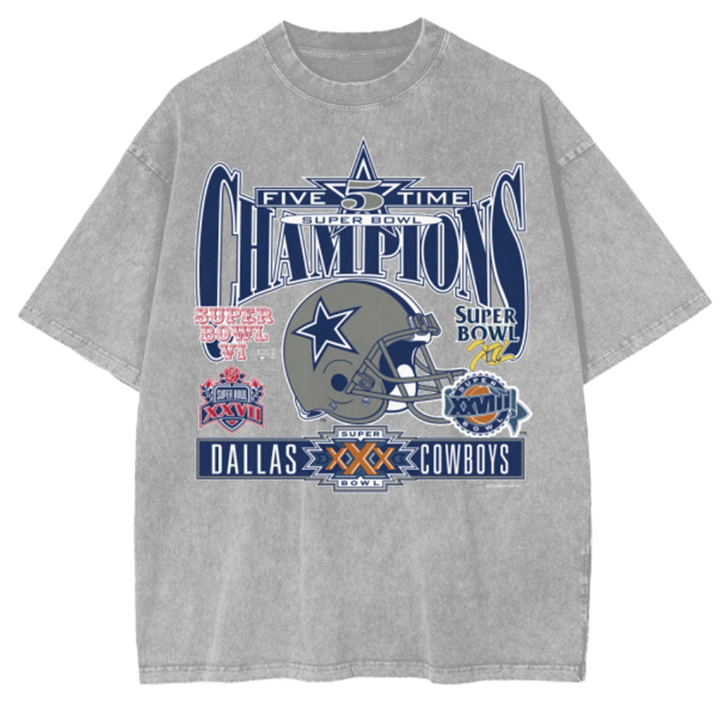 BEST Cowboys 5X Champs Snow Wash T-Shirt Blue