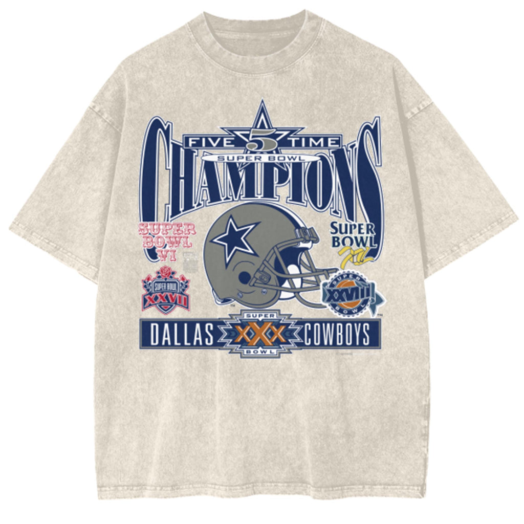 BEST Cowboys 5X Champs Snow Wash T-Shirt Tan