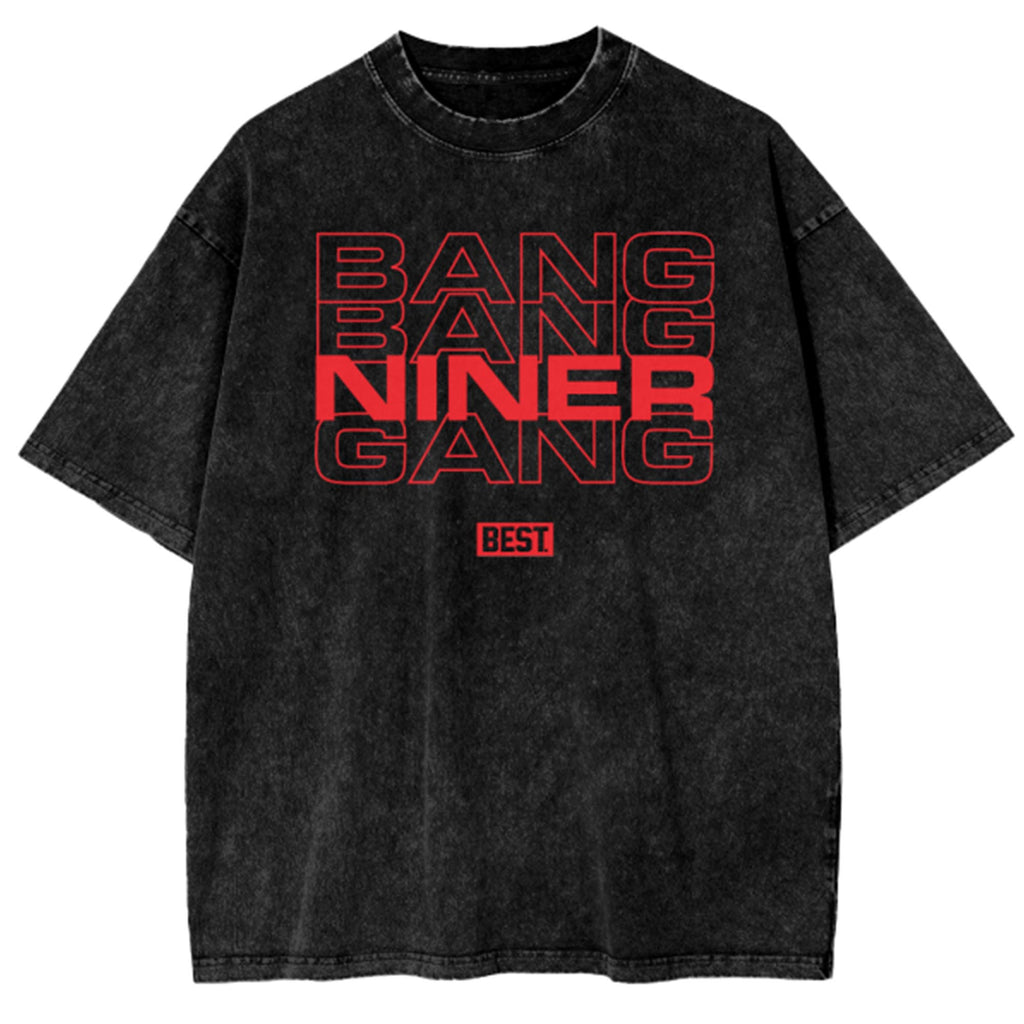 BANG BANG NINER GANG Oversized Snow Wash T-Shirt BLACK