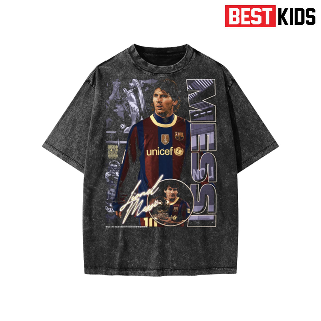 BEST KIDS Barca Messi Vintage Washed  100% Cotton T-Shirt