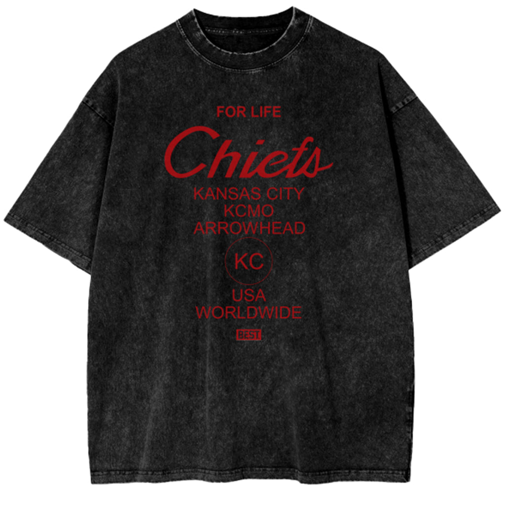 BEST Chiefs 4 Life Oversized Snow Wash T-Shirt