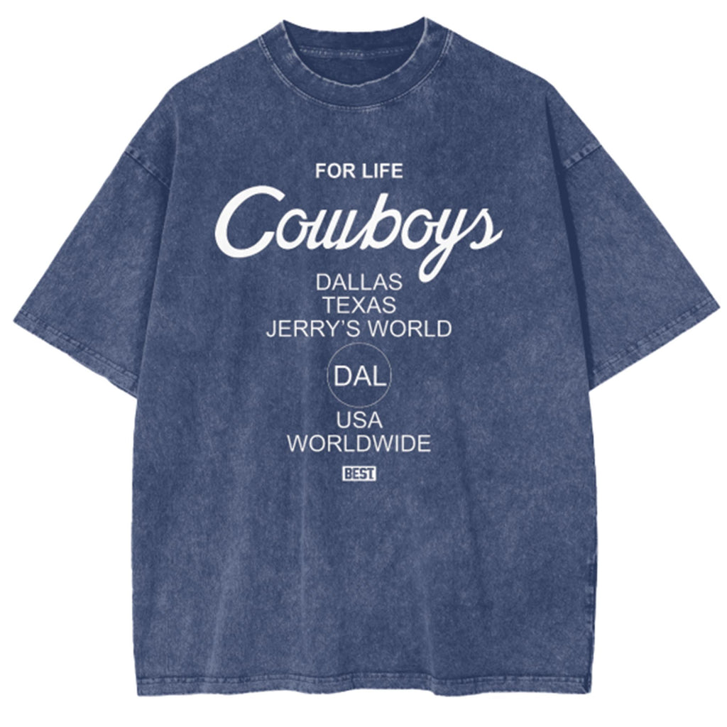 BEST Cowboys 4 Life Snow Wash T-Shirt Blue