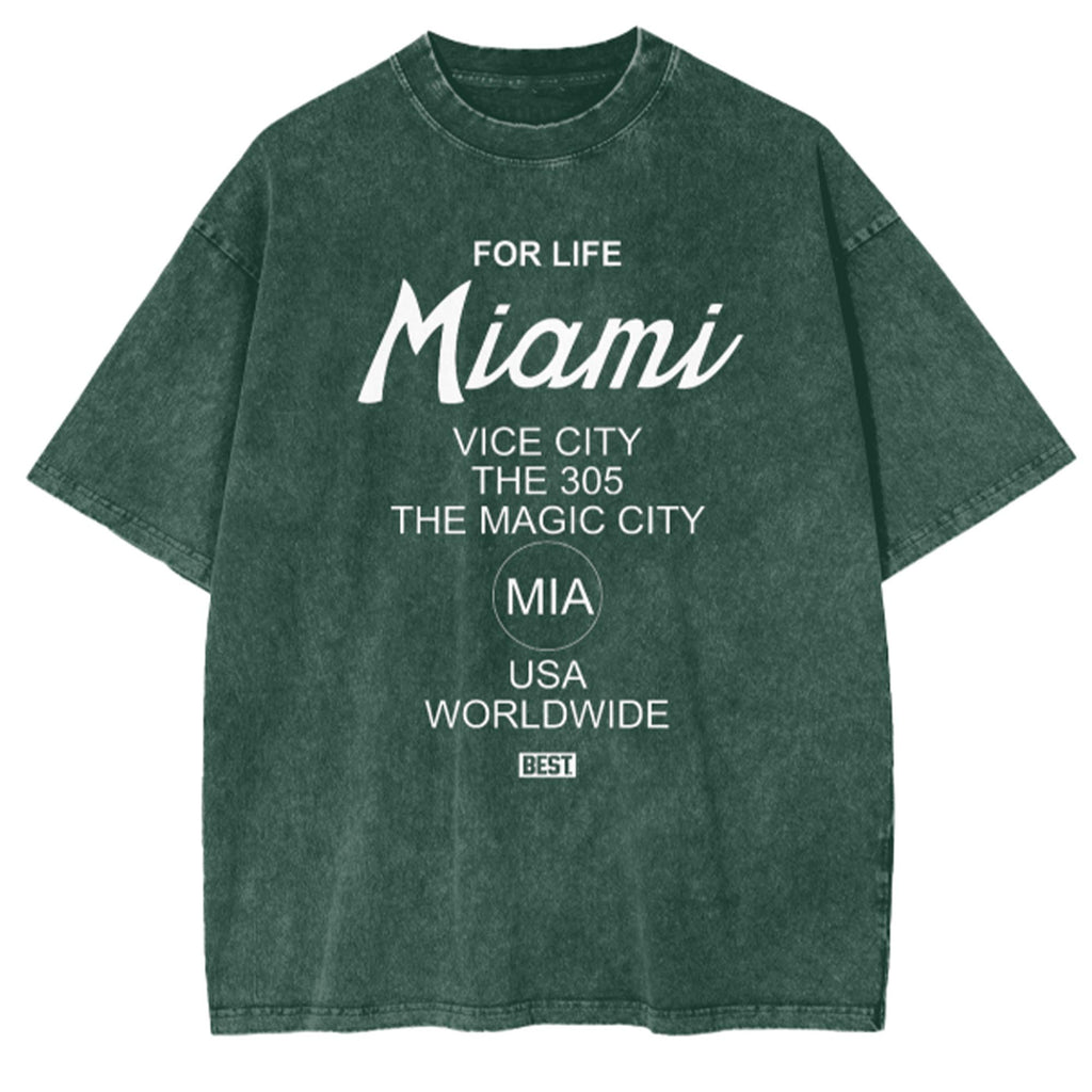 BEST MIAMI 4 Life Oversized Snow Wash T-Shirt Green