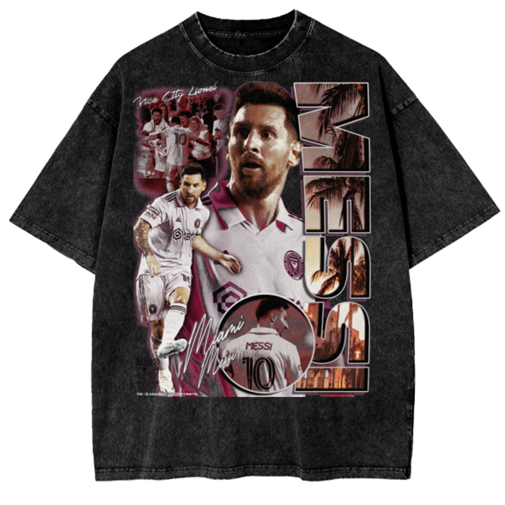 BEST Miami Messi Snow Wash T-Shirt BLACK