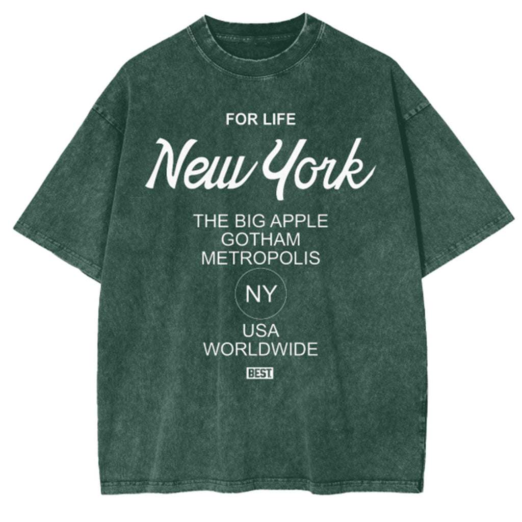 BEST NY 4 Life Oversized Snow Wash T-Shirt Green