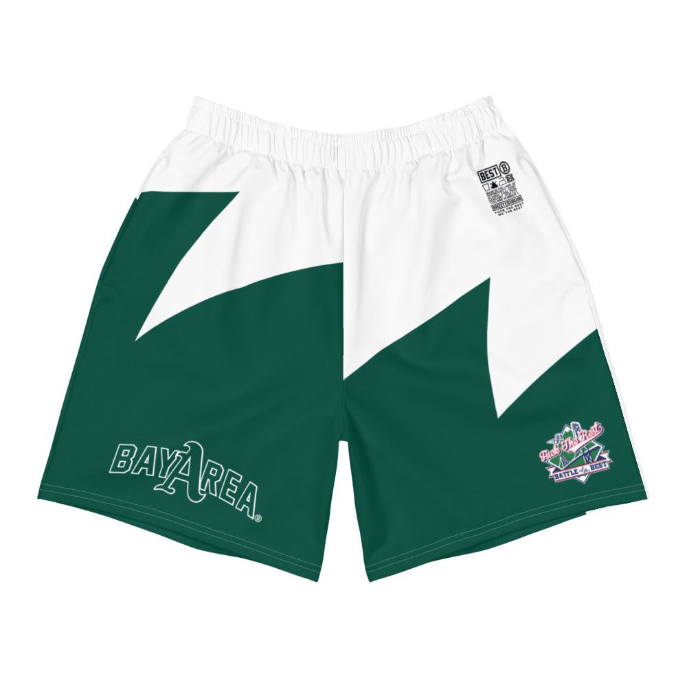 White/Green BAY AREA A1 BEST SHARK TOOTH MEN'S ATHLETIC LONG SHORTS