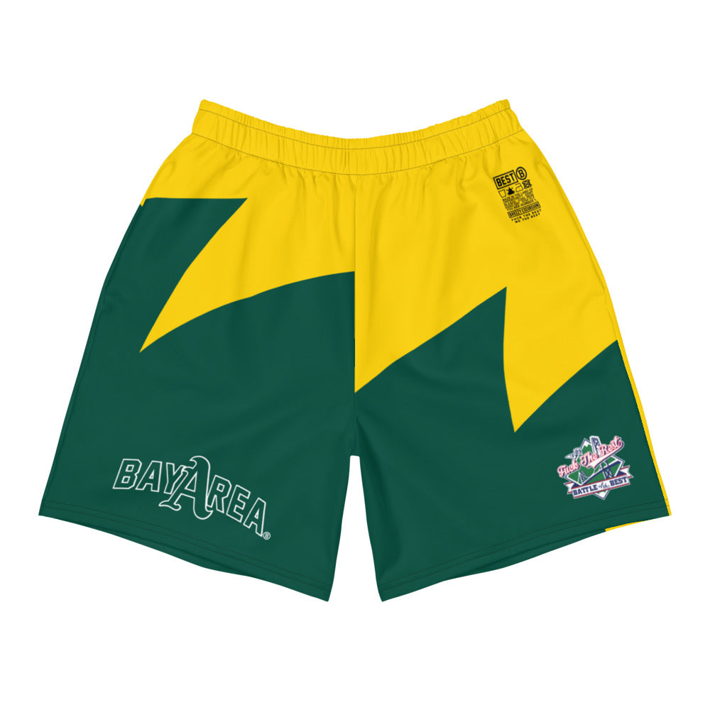 Yellow/GREEN BAY AREA A1 BEST SHARK TOOTH MEN'S ATHLETIC LONG SHORTS