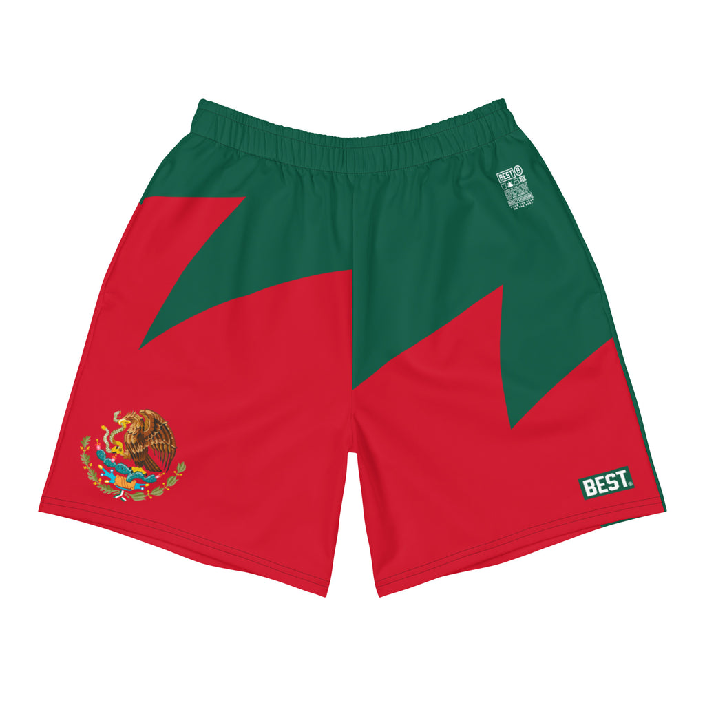 RED/GREEN Mexico Shark Tooth Men's Athletic Long Shorts
