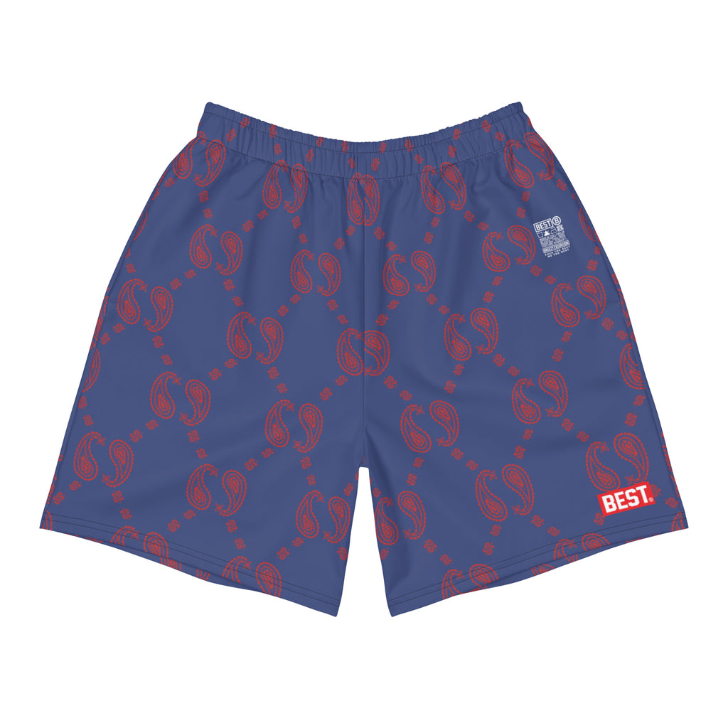 BEST 75th Warrior Bucci Paisley Men's Athletic Long Shorts Blue/Red