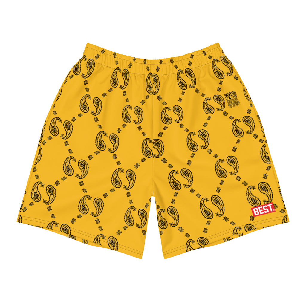 YELLOW and BLACK BUCCI PAISLEYMen's Athletic Long Shorts