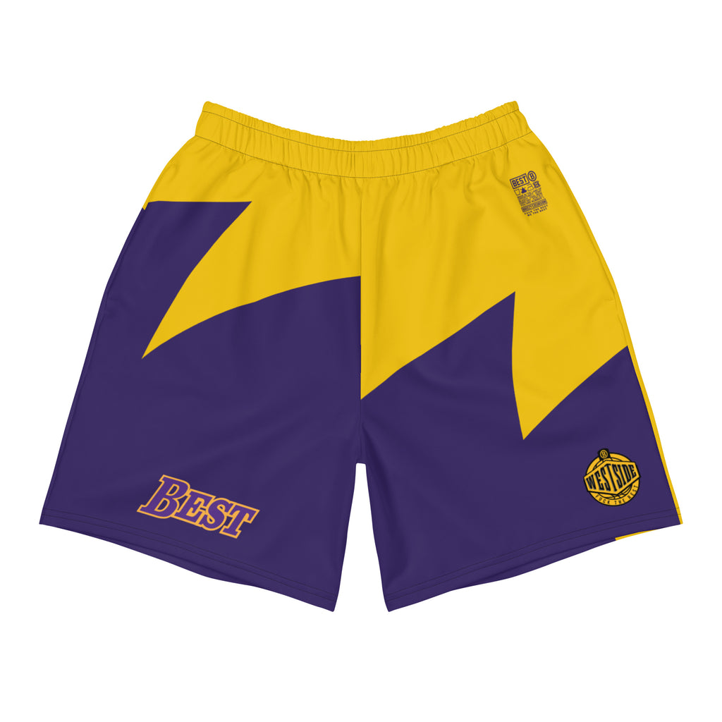 BEST SHOWTIME SHORTS PURPLE/YELLOW SHARK TOOTH Men's Athletic Long Shorts