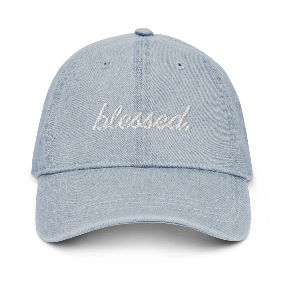 Cursive blessed Denim Hat