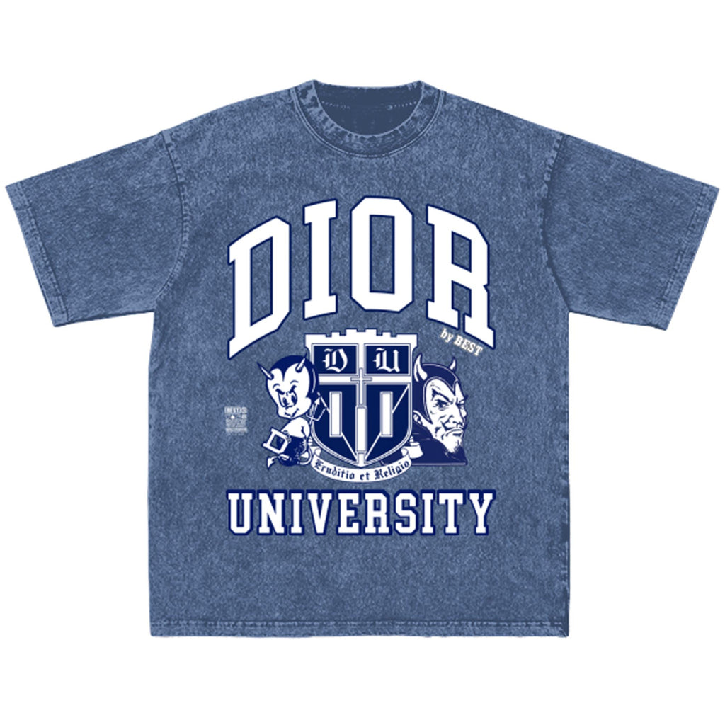 BEST University of DieOr Bootleg Snow Wash T-Shirt BLUE