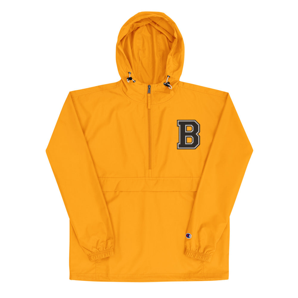 YELLOW Embroidered VARSITY LETTERMAN B BEST X Champion Packable Jacket