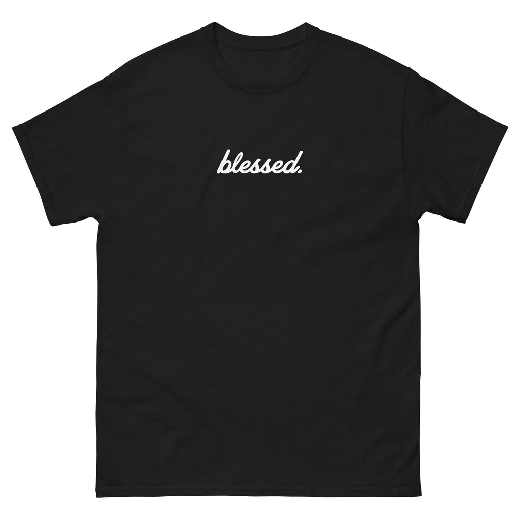 Printed Cursive Blessed BEST on Back Men's classic tee Black