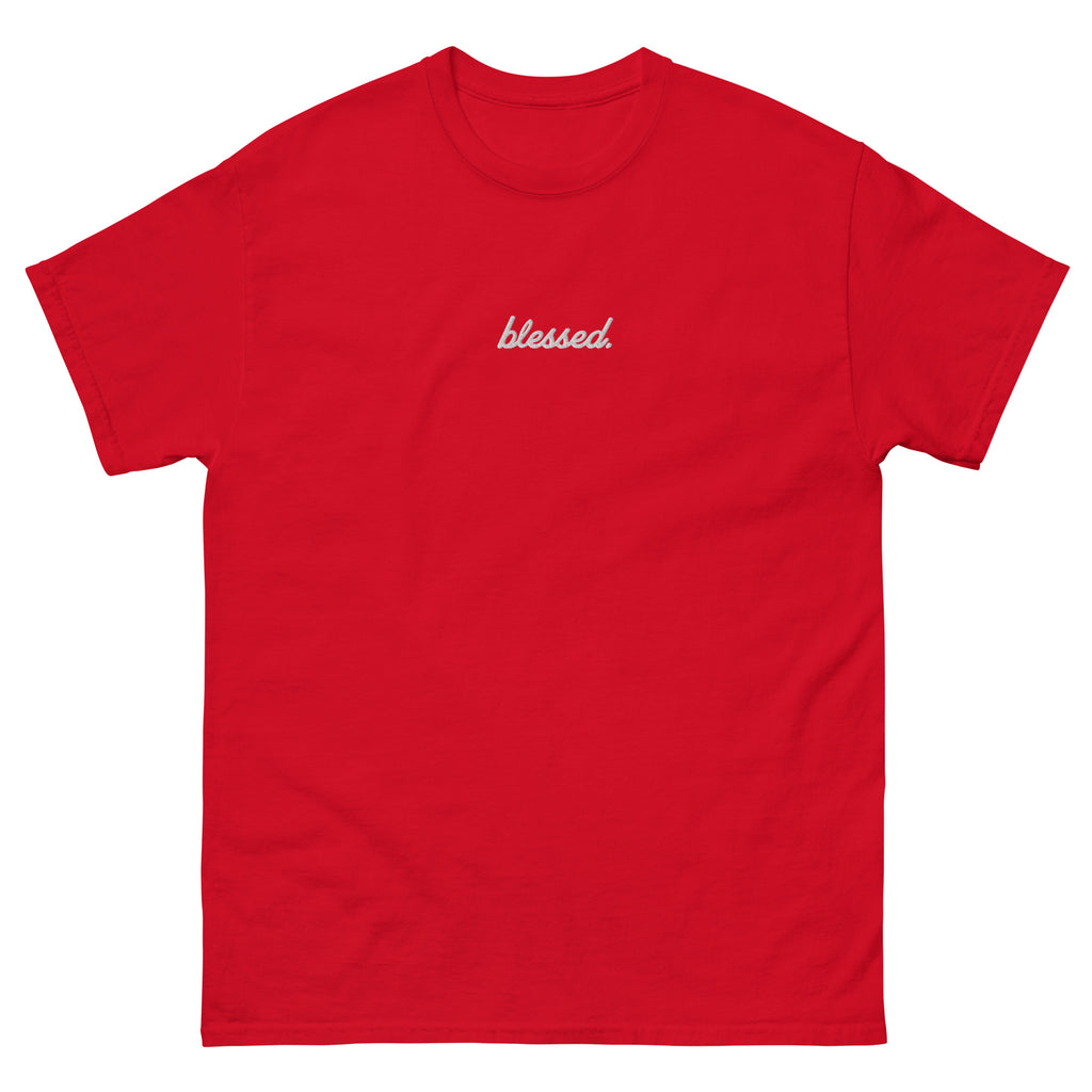 Embroidered Cursive Blessed Men's classic tee RED