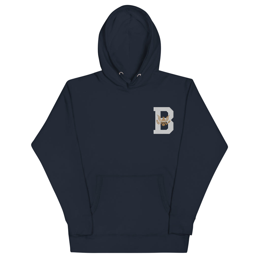 Embroidered LETTERMAN B HOME OF THE BEST Navy HOODIE